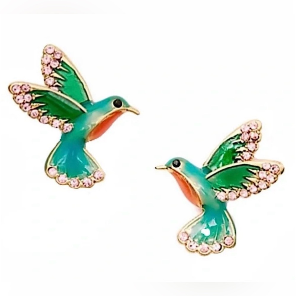 Kate Spade Green and Pink Hummingbird Earrings